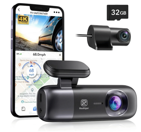 🟠 Dashcam Haut de Gamme – 4K Avant + Arrière | WiFi | GPS | App Mobile | Surveillance 24h
